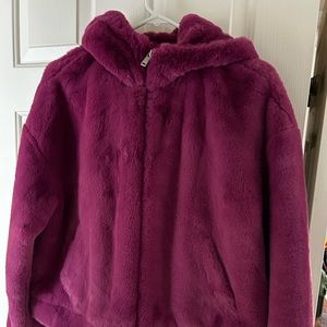 Ugg faux fur purple zip jacket